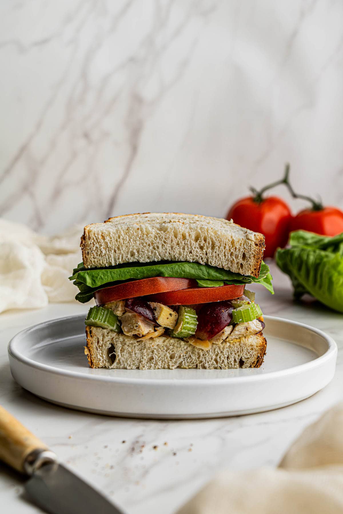 Copycat Panera Napa Almond Chicken Salad Recipe assembled on a plate