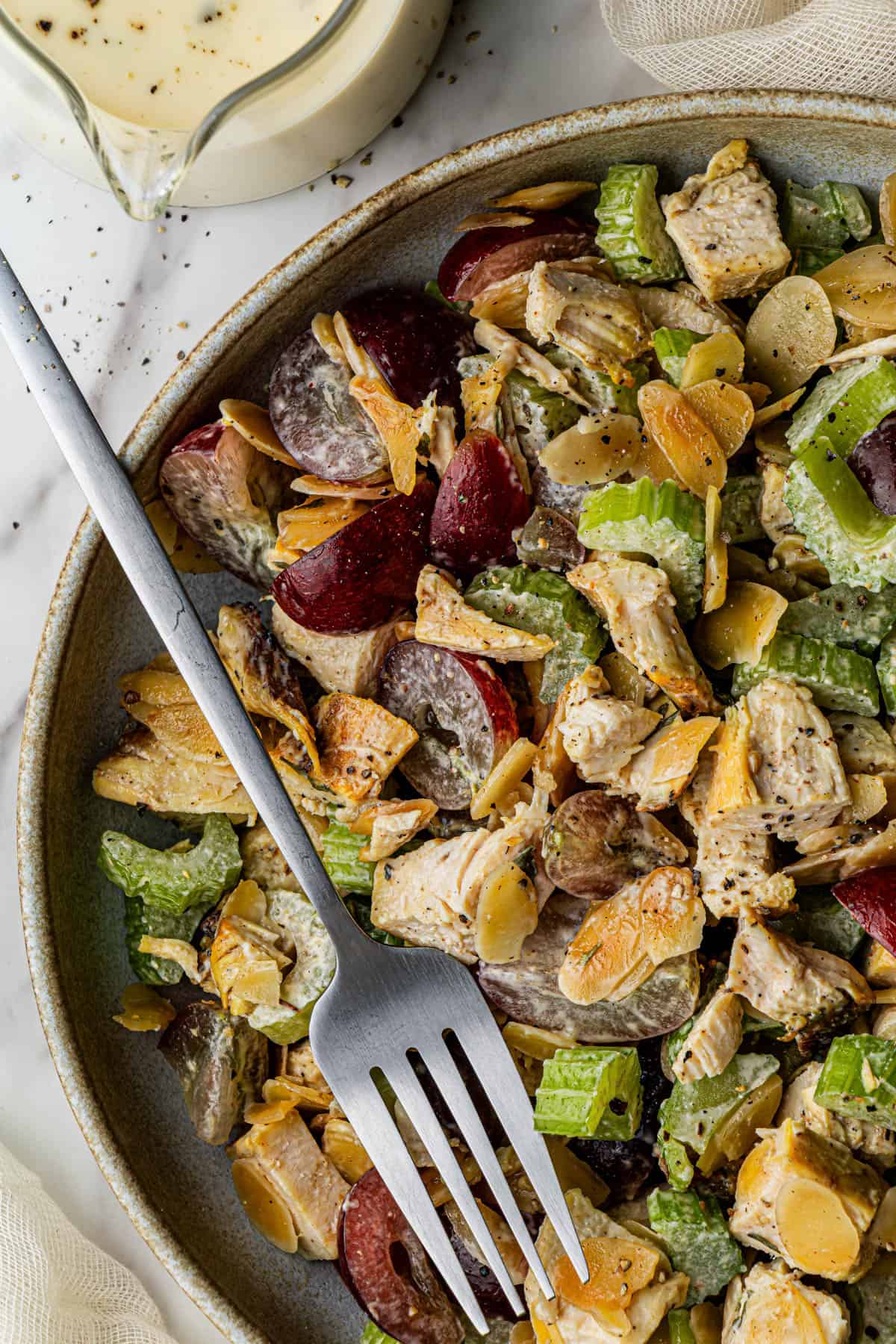 Copycat Panera Napa Almond Chicken Salad recipe in a bowl