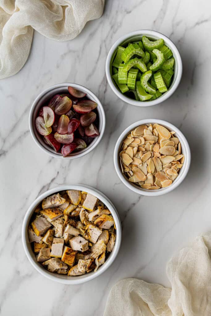 filling ingredients in bowls