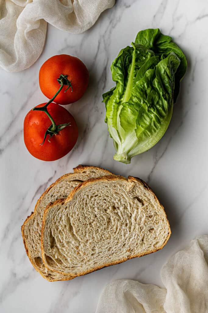 sandwich filling ingredients on a table