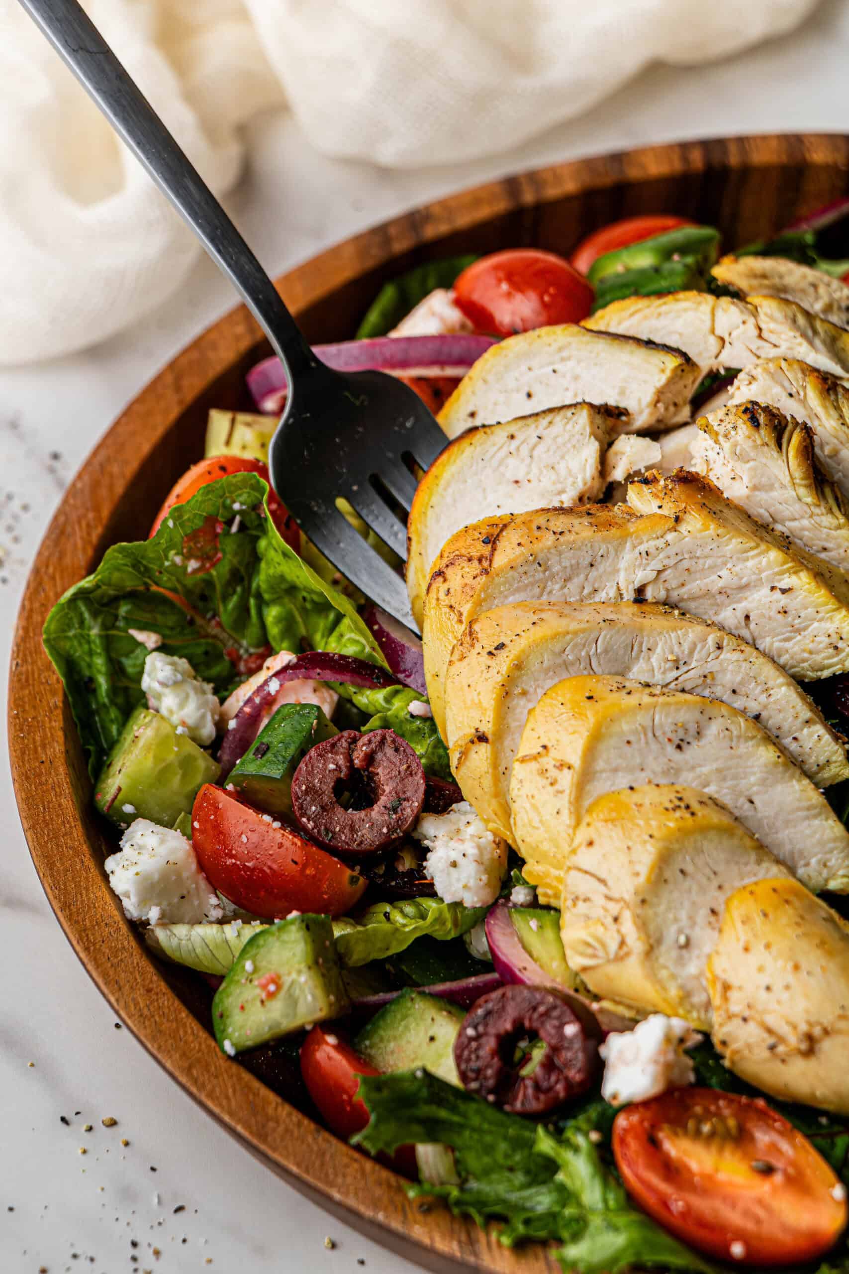 copycat Panera Bread Greek Chicken Salad Recipe on a plate