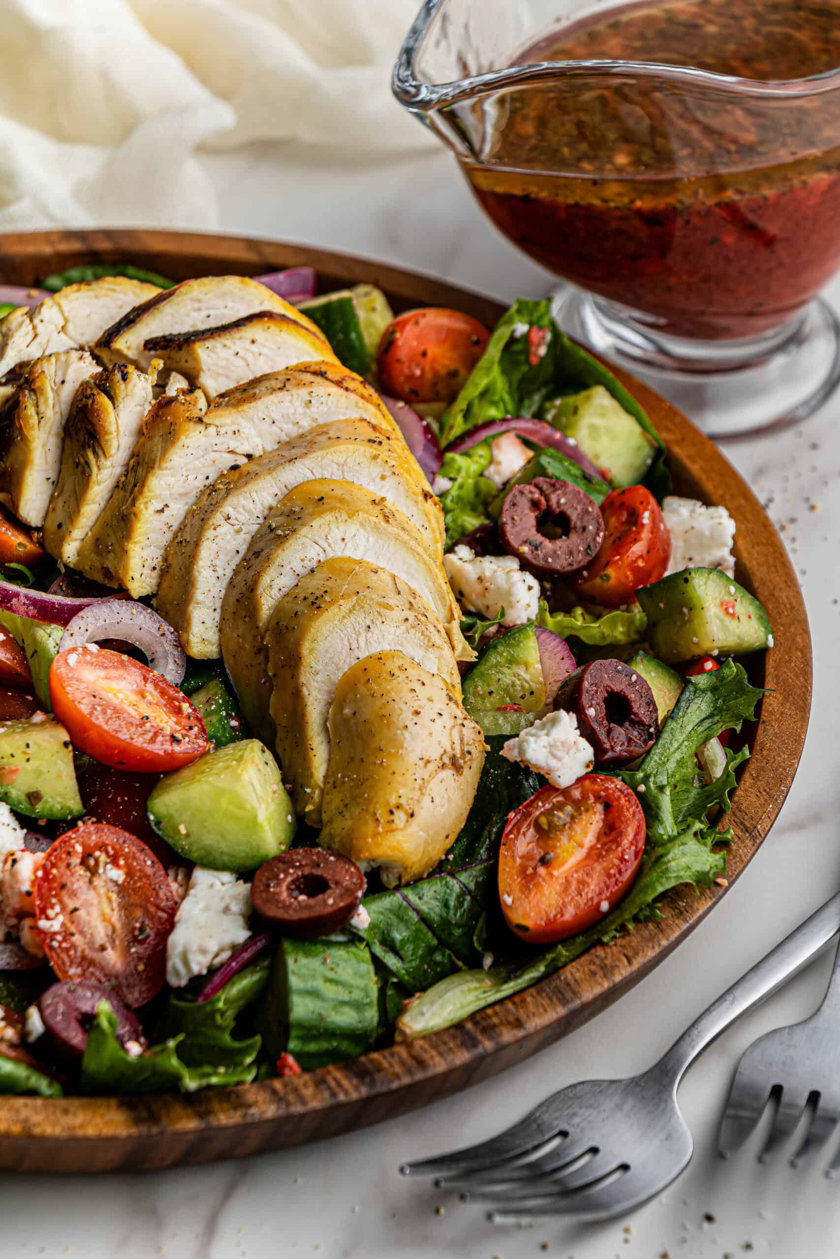 copycat Panera Bread Greek Chicken Salad Recipe on a plate