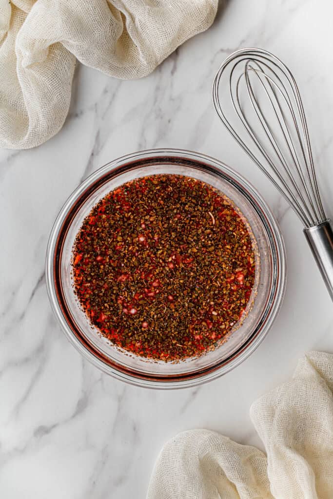 unmixed dressing ingredients in a bowl