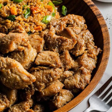 Copycat Benihana Chicken recipe with other food on one plate