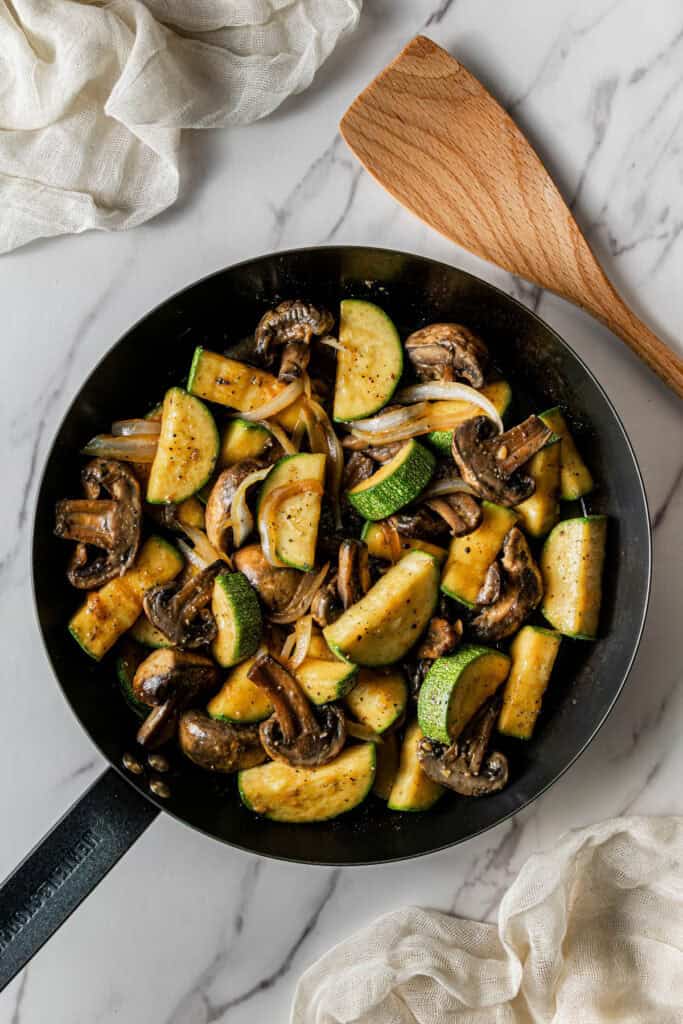 fully cooked ingredients in a pan