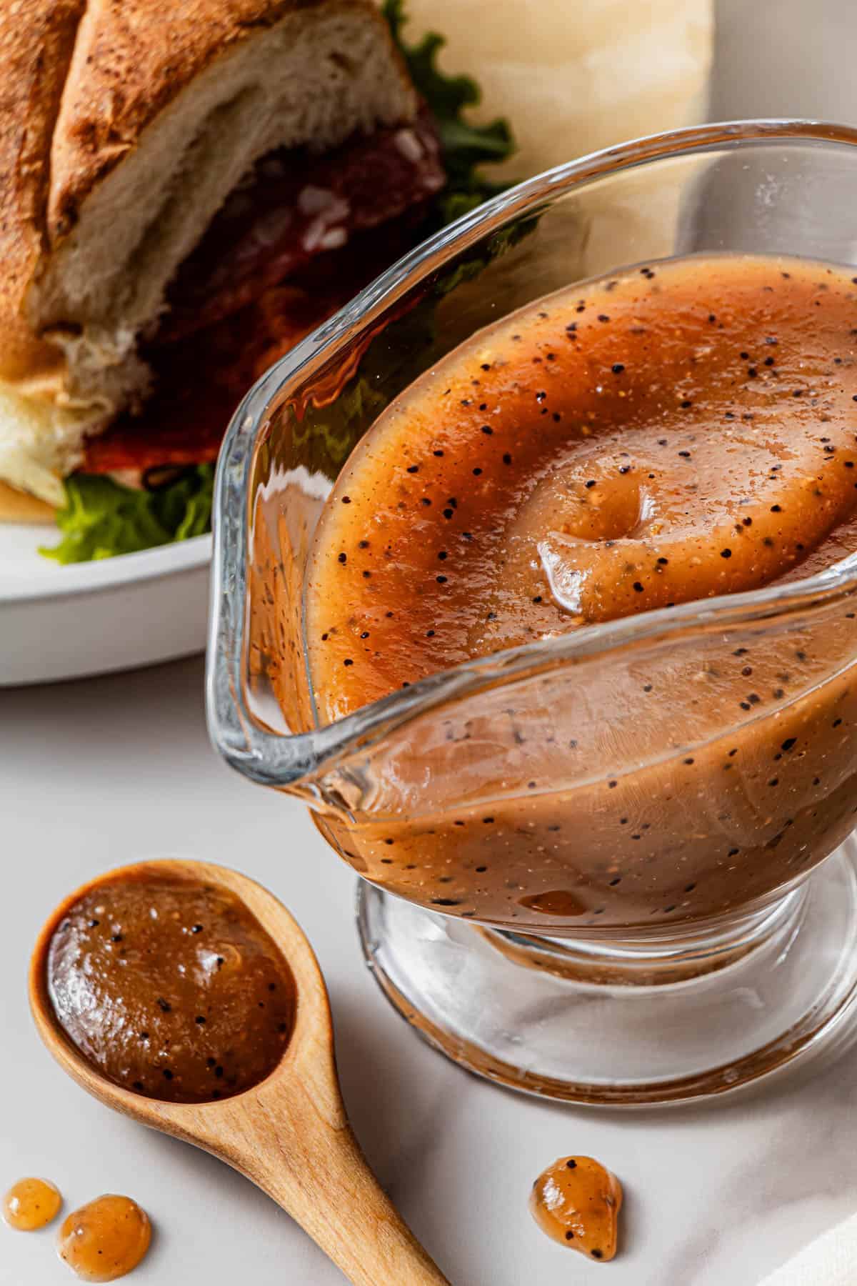 Subway Copycat Sweet Onion Sauce in a pouring cup