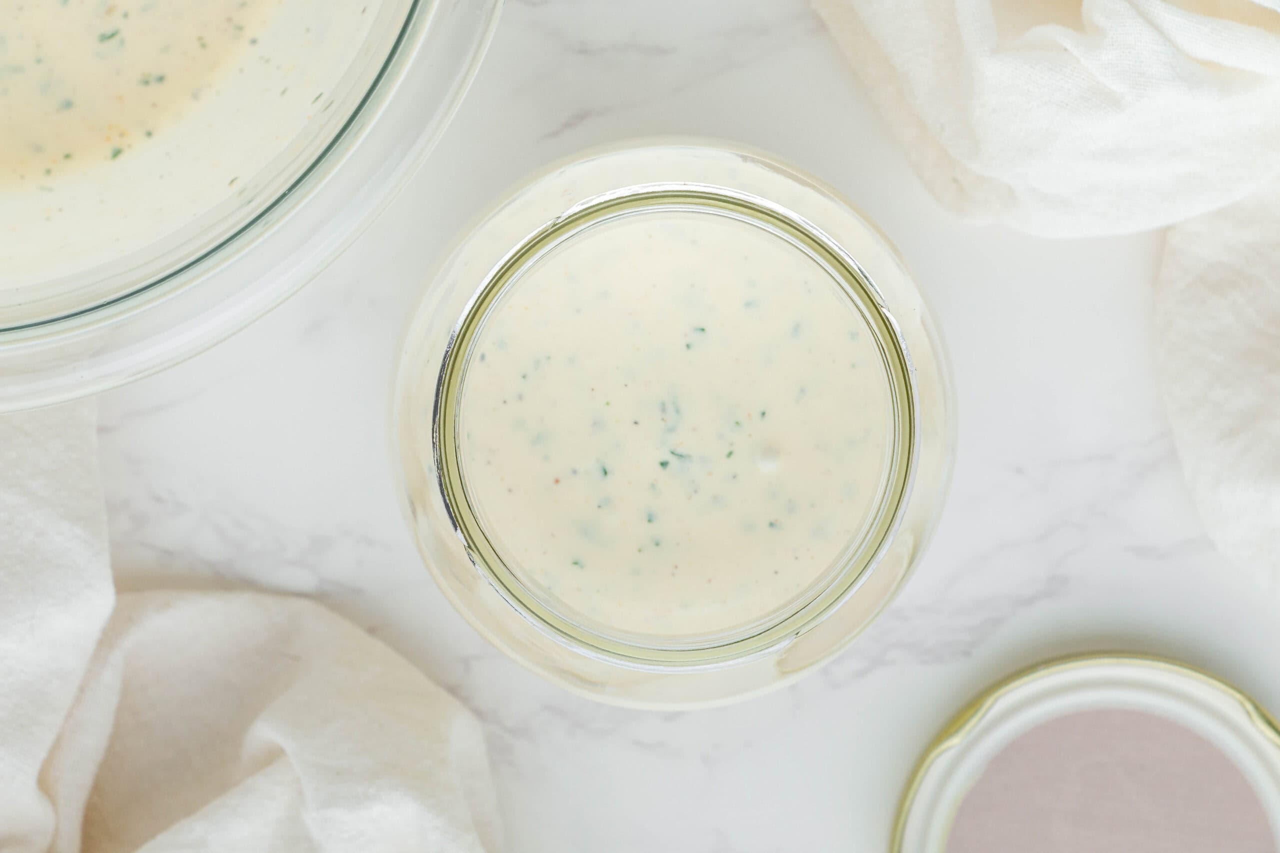 overhead view of Chili's Ranch in a clear bowl